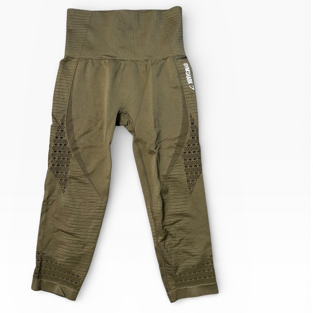 Gymshark Energy Seamless High Waist Cropped Leggings Olive Green Size XSmall Gym